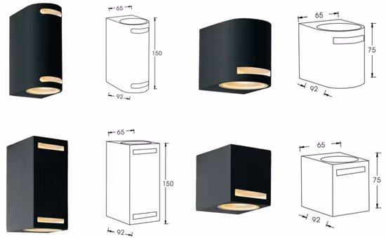 Aluminum Extrusion Tempered Glass 1*GU10 1*35W Halogen Lamp or 1*5W LED Bulb up or Down Wall Washer Lamps Garden Lights LED Outdoor Lights Wall Light